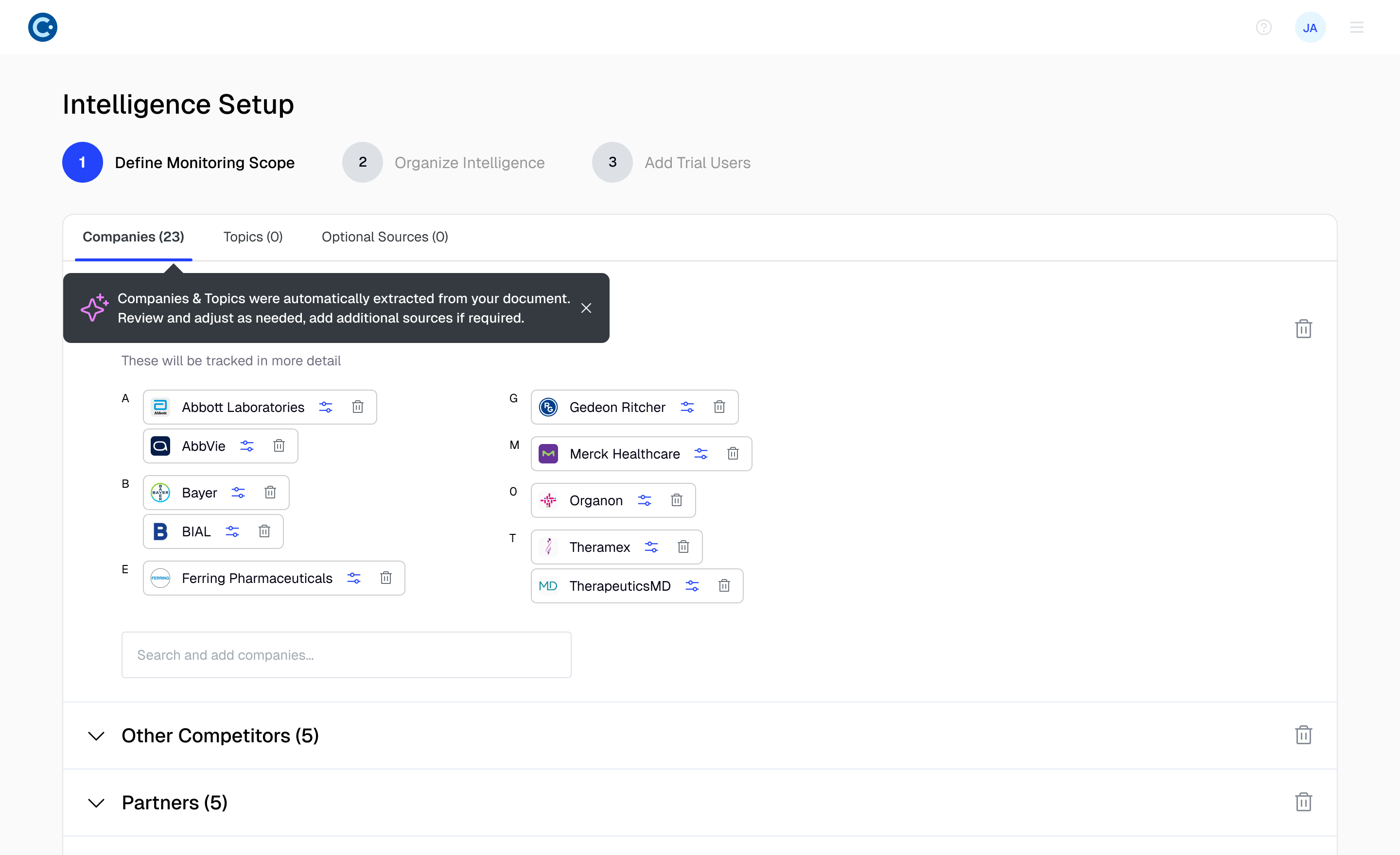 Company setup step